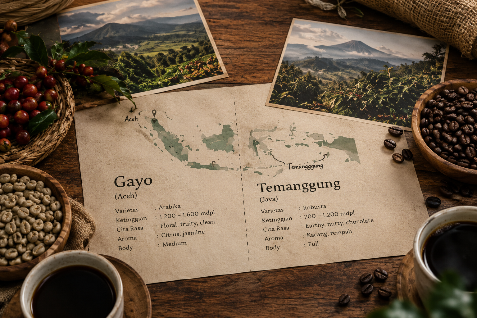 Gayo Arabica vs Temanggung Robusta mountain terroirs